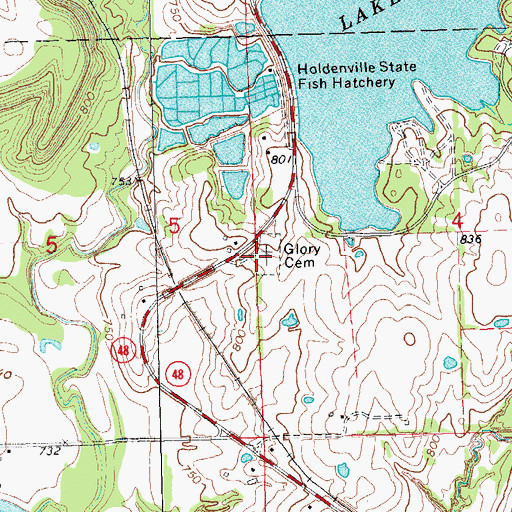 Topographic Map of Glory Cemetery, OK