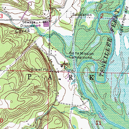 Topographic Map of Go Ye Mission Campground, OK