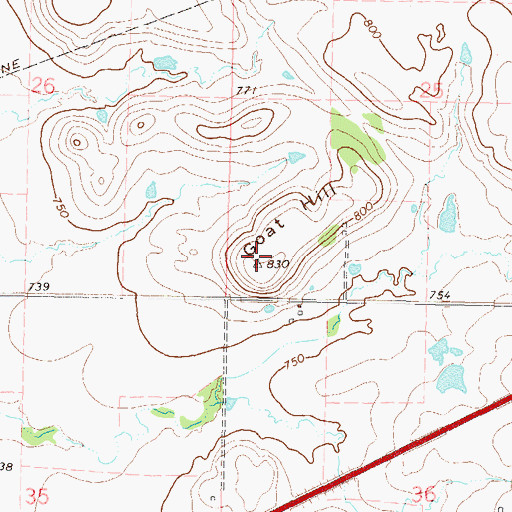 Topographic Map of Goat Hill, OK