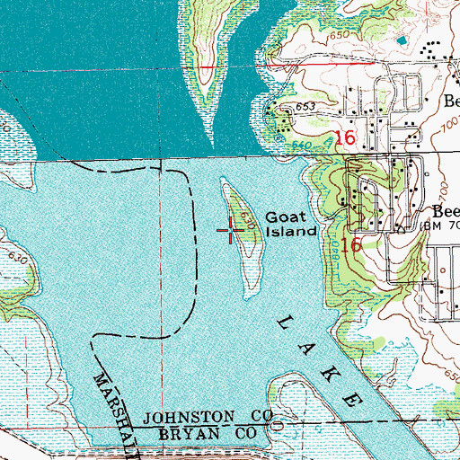 Topographic Map of Goat Island, OK
