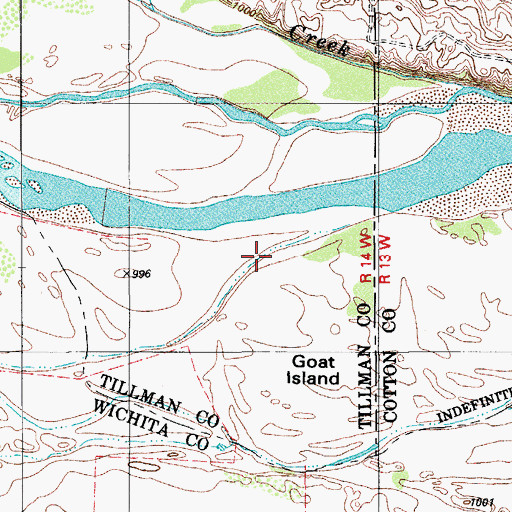 Topographic Map of Goat Island, OK