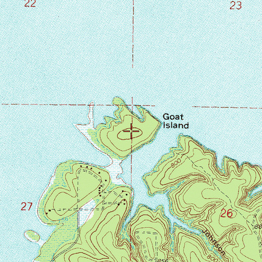 Topographic Map of Goat Island, OK