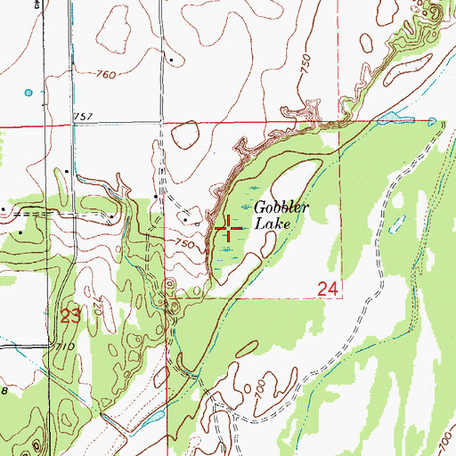 Topographic Map of Gobbler Lake, OK