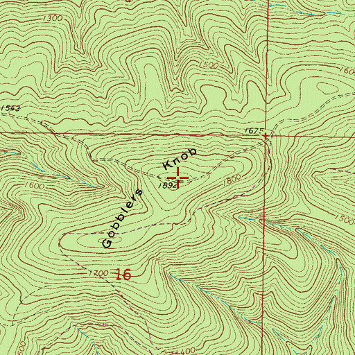 Topographic Map of Gobblers Knob, OK