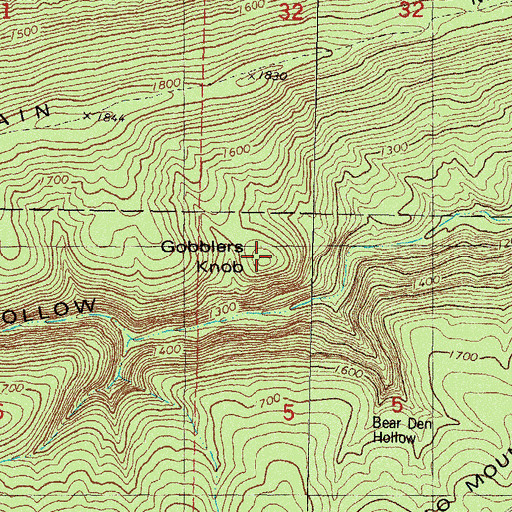 Topographic Map of Gobblers Knob, OK