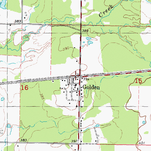 Topographic Map of Golden, OK