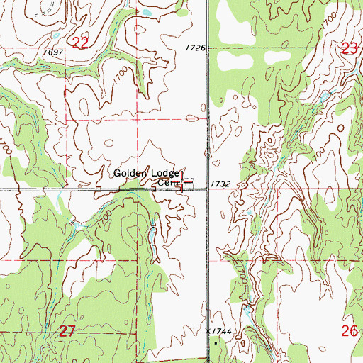 Topographic Map of Golden Lodge Cemetery, OK