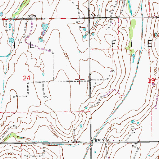 Topographic Map of Golden Trend Oil Field, OK