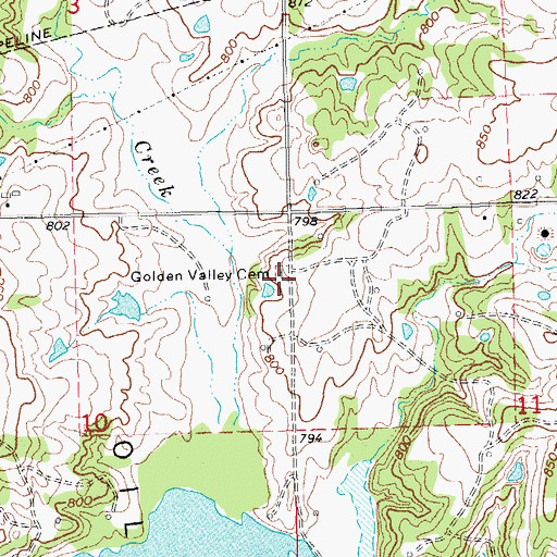 Topographic Map of Golden Valley Cemetery, OK