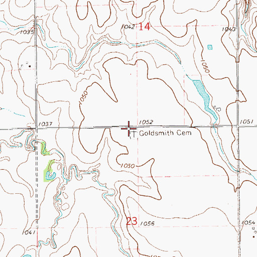 Topographic Map of Goldsmith Cemetery, OK