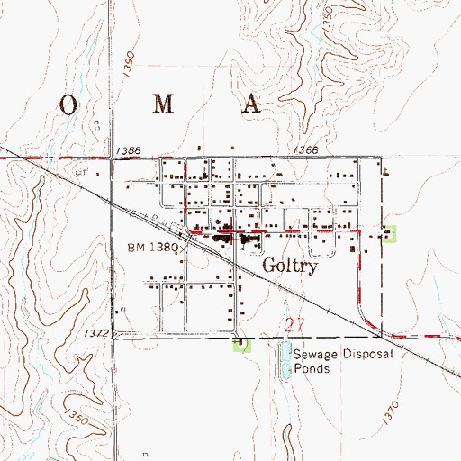 Topographic Map of Goltry, OK