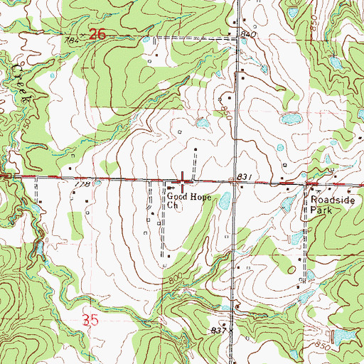 Topographic Map of Good Hope Church, OK