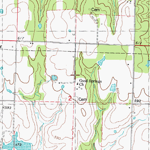 Topographic Map of Good Springs Church, OK