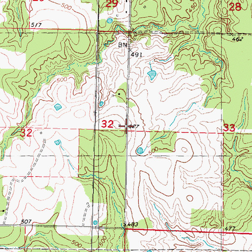 Topographic Map of Goodhill School, OK