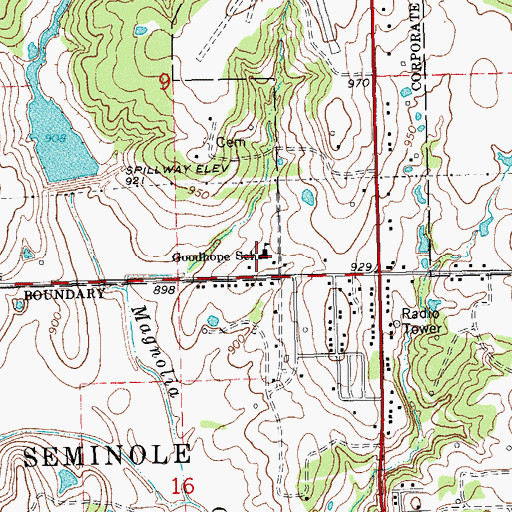 Topographic Map of Goodhope School, OK