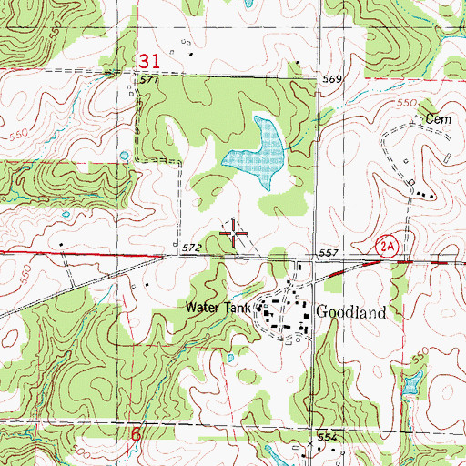 Topographic Map of Goodland Cemetery, OK
