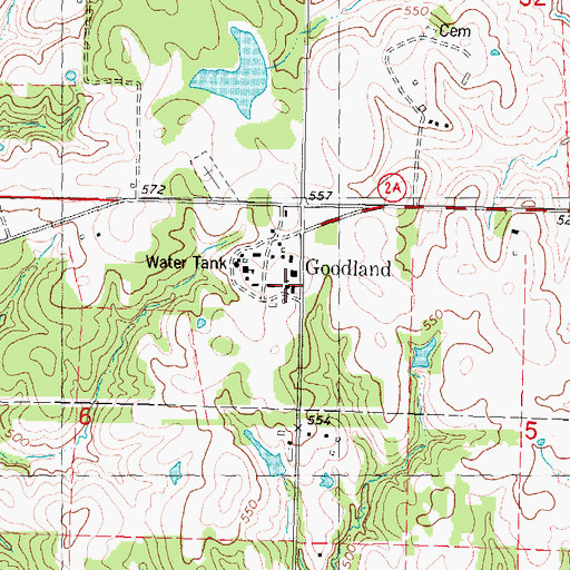 Topographic Map of Goodland Elementary School, OK