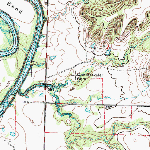 Topographic Map of Goodtraveler Cemetery, OK