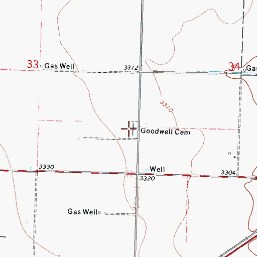 Topographic Map of Goodwell Cemetery, OK