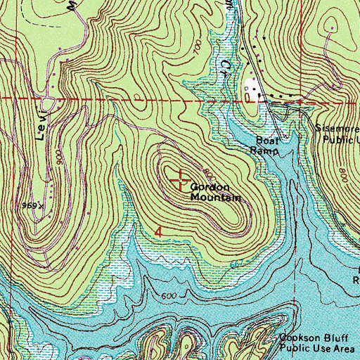 Topographic Map of Gordon Mountain, OK