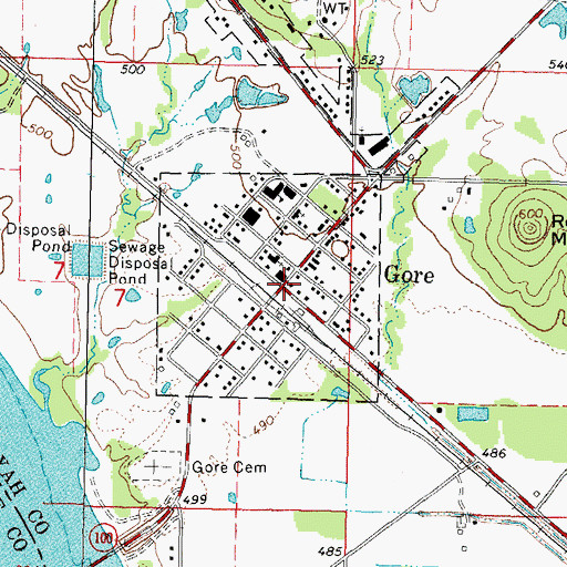 Topographic Map of Gore, OK