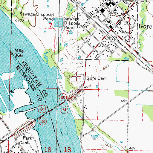 Topographic Map of Gore Cemetery, OK