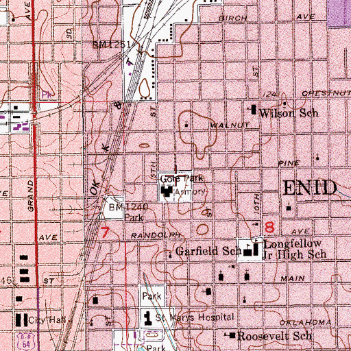 Topographic Map of Gore Park, OK