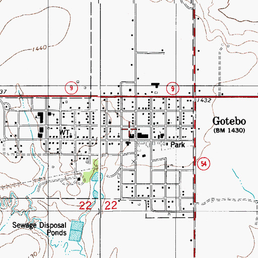 Topographic Map of Gotebo, OK