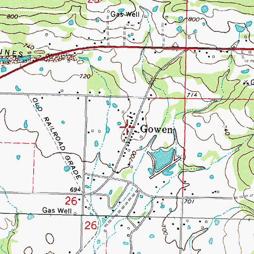 Topographic Map of Gowen, OK