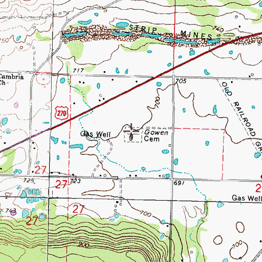 Topographic Map of Gowen Cemetery, OK