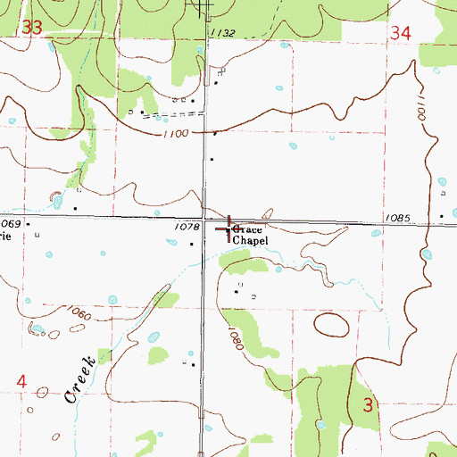 Topographic Map of Grace Chapel, OK
