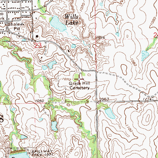 Topographic Map of Grace Hill Cemetery, OK