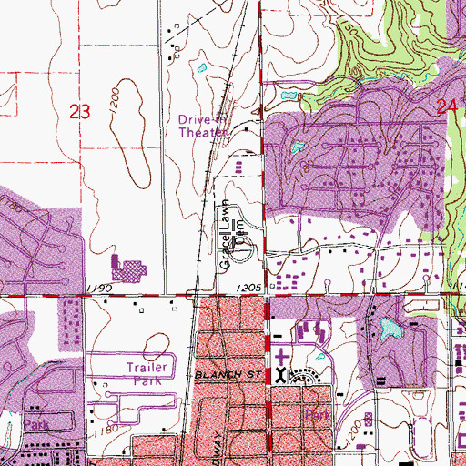 Topographic Map of Gracelawn Cemetery, OK
