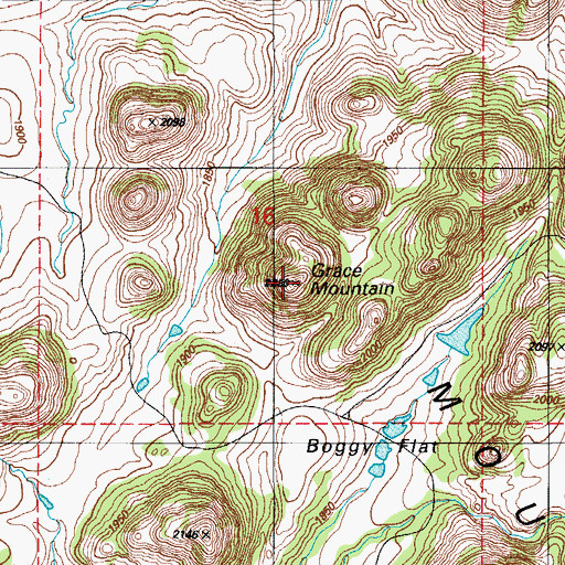 Topographic Map of Grace Mountain, OK