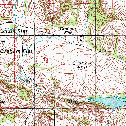 Topographic Map of Graham Flat, OK