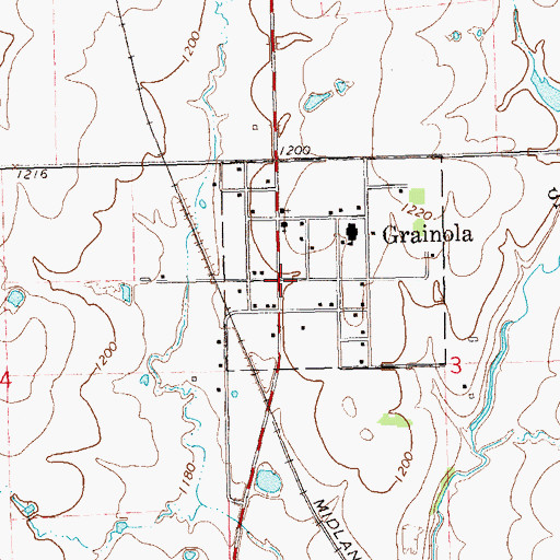 Topographic Map of Grainola, OK