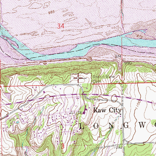 Topographic Map of Grandview Cemetery, OK