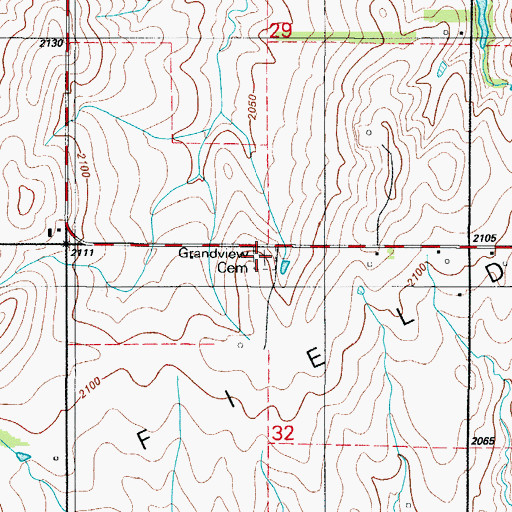 Topographic Map of Grandview Cemetery, OK