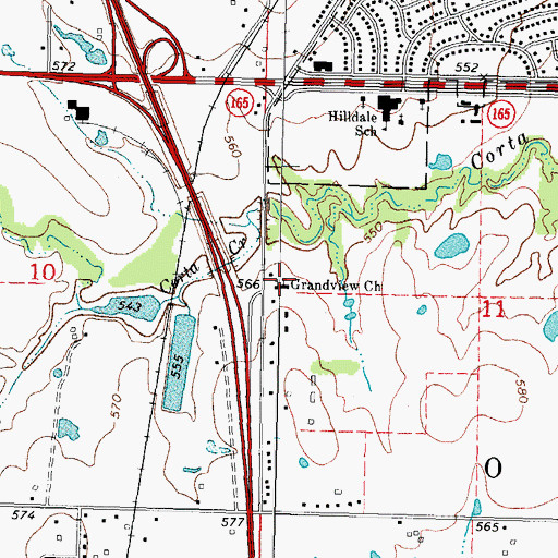 Topographic Map of Grandview Church, OK