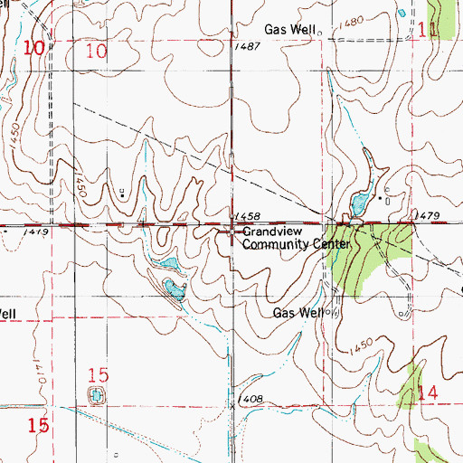 Topographic Map of Grandview Community Center, OK