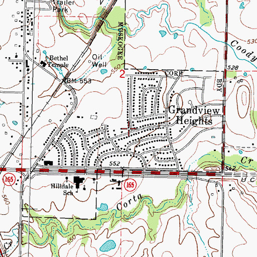 Topographic Map of Grandview Heights, OK