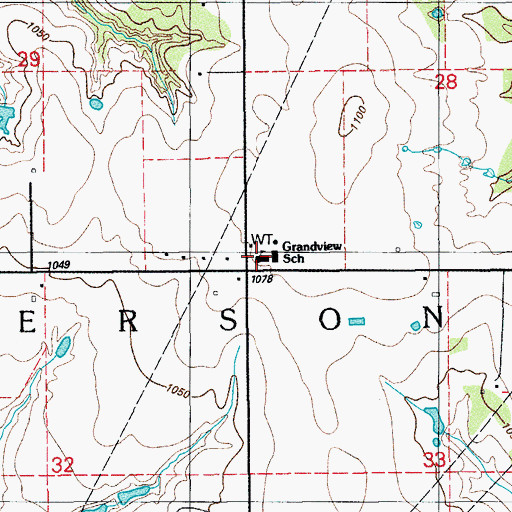 Topographic Map of Grandview Elementary School, OK