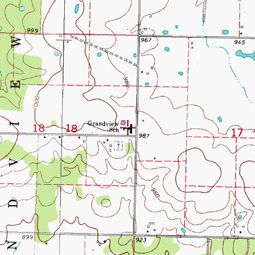 Topographic Map of Grandview School, OK