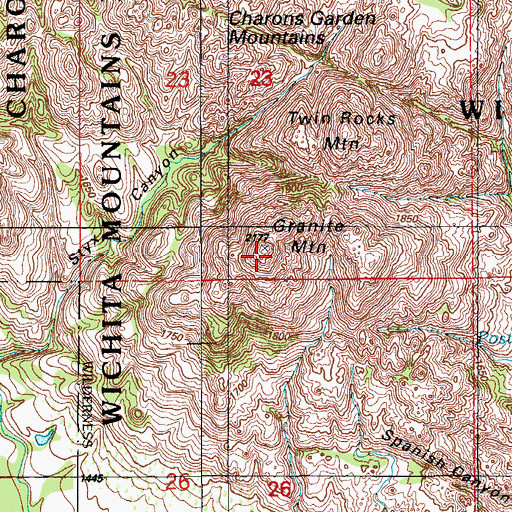 Topographic Map of Granite Mountain, OK