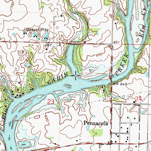Topographic Map of Granny Branch, OK
