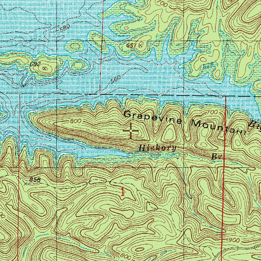 Topographic Map of Grapevine Mountain, OK