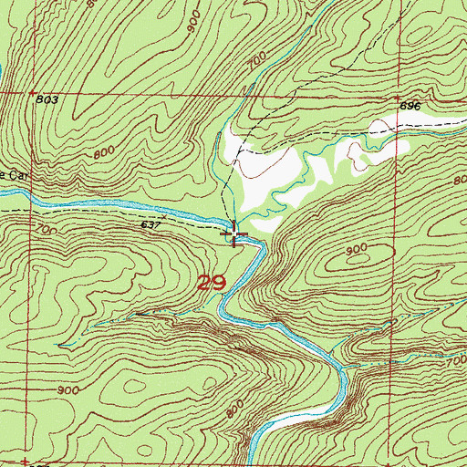 Topographic Map of Grassy Branch, OK