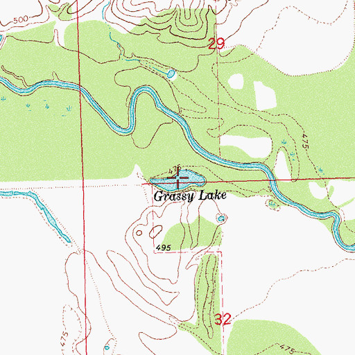 Topographic Map of Grassy Lake, OK