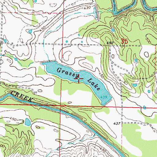Topographic Map of Grassy Lake, OK
