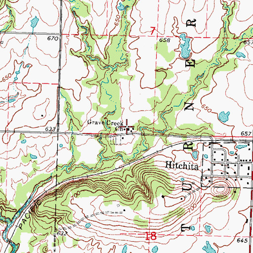 Topographic Map of Grave Creek Church, OK